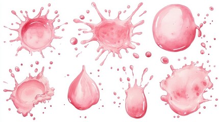 Blush pink watercolor stains Paint stropke washes Kit of splashes illustration