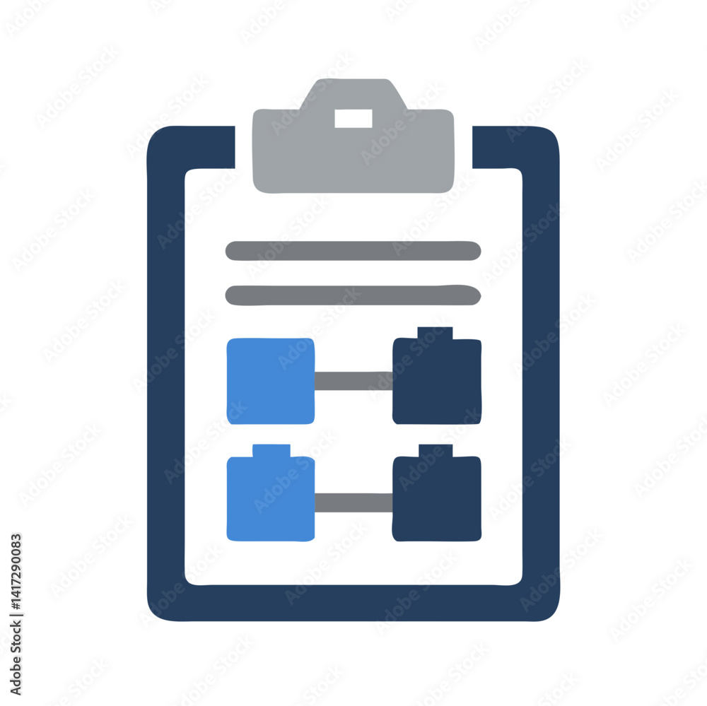 Poster clipboard with checklist representing data analysis and organization
