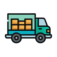 Delivery Truck with Boxes, Shipping and Logistics Icon