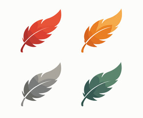 Colorful Feather Quill Pen Icon Set