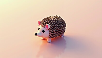Cute cartoon hedgehog standing on soft pastel background