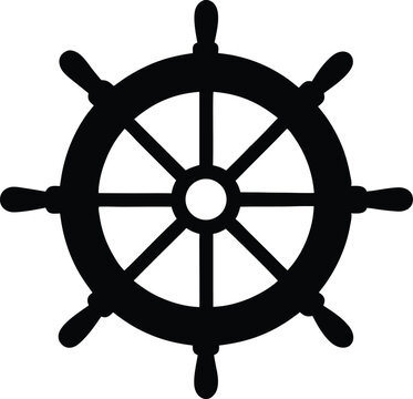 recommend clip art: Ship steering silhouette simple flat vector