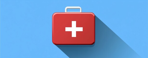 Obraz premium Essential Aid: A bold, symbolic illustration of a first aid kit, instantly recognizable for its role in providing care and support. Presenting a crucial tool for safety, health and emergencies.
