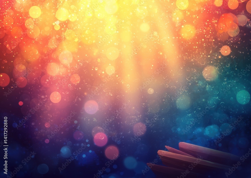 Poster vibrant abstract background with colorful bokeh and light effects