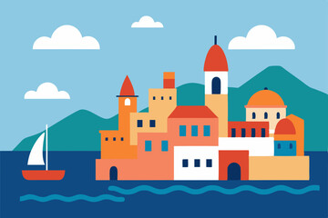 hand-drawn-illustration-of-coastal-town