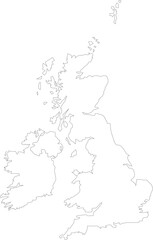 United Kingdom Outline Map – Great Britain and Ireland Vector Design