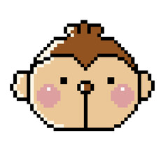 Fototapeta premium Flat design pixel art monkey illustration