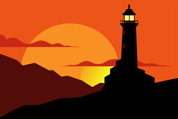 lighthouse on a sky background