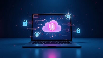 Fototapeta premium Abstract glowing dark box futuristic digital render