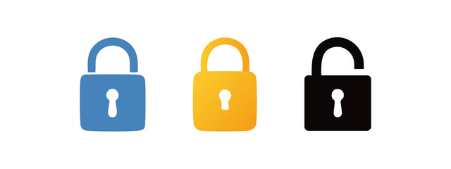 Locks icons set. Locked and unlocked vector icon set. Lock symbol isolated on transparent background. Neon lock symbol representing security and data protection in digital environments.