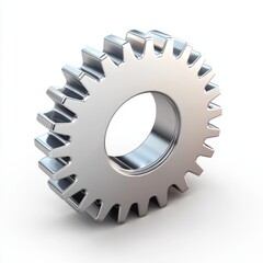 Polished Metal Gear on White Background for Industrial Concept