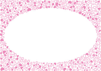 ハート柄の背景 桃色系の3色 フチと単色 ハート