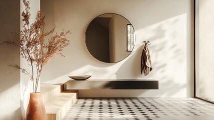 Modern entryway with natural light and minimalist decor