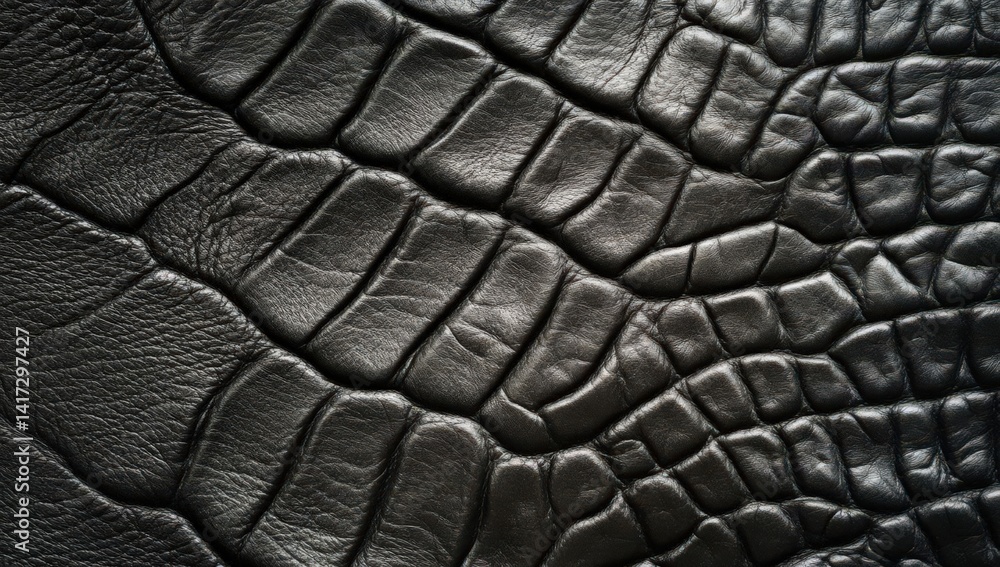 Aufkleber close-up of black leather texture featuring a grainy pattern, ideal for design projects. rich, sleek