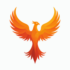 Fototapeta premium Stylized orange phoenix with outstretched wings