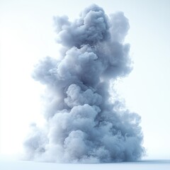 A large plume of smoke rising against a white background.