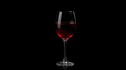 A single glass of red wine on a black background in a studio setting