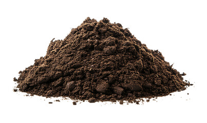 Pile of rich dark brown topsoil on a trasparent background