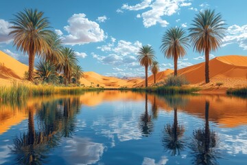 Fototapeta premium Desert oasis tranquil lake