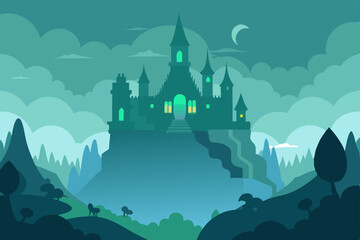 Naklejka premium anime-fairy-kingdom-hidden-in-mist
