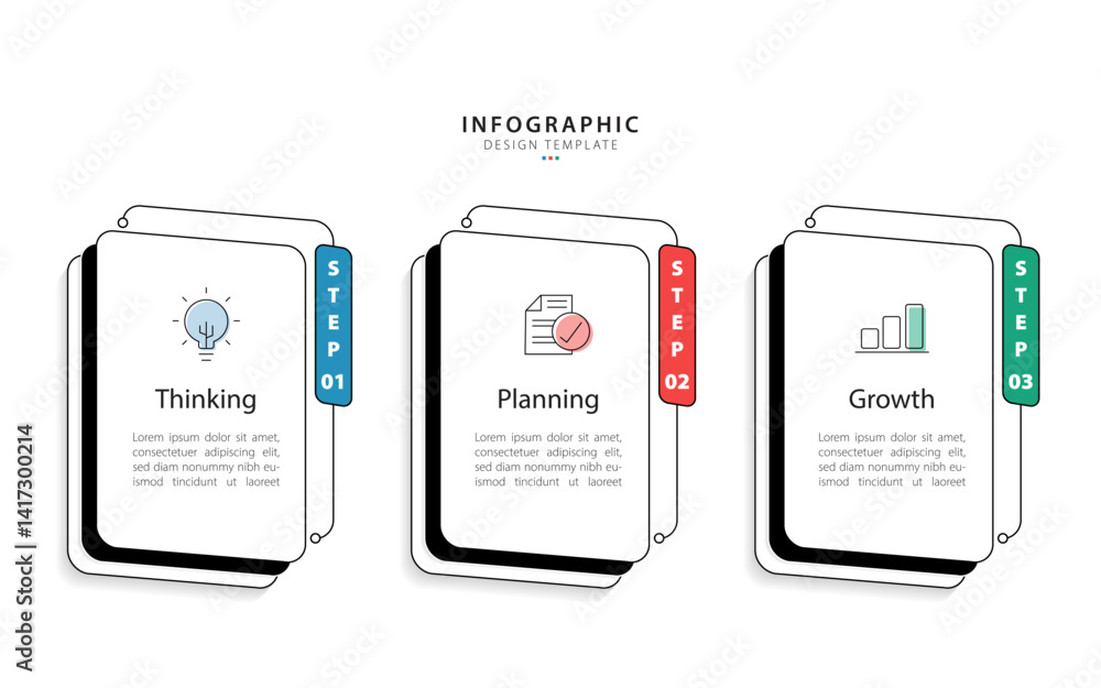 Poster timeline creator infographic template. 3 step timeline journey, calendar flat simple infographics de