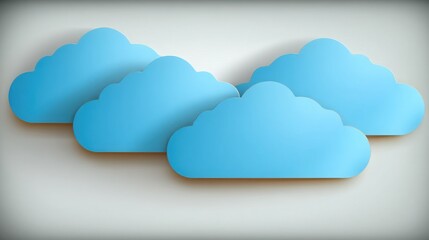 Based Cloud Service Provider Concept. Three Blue Clouds in Artistic Style on a Light Background for Creative Design Projects