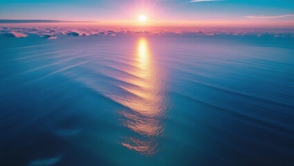 Obraz premium Golden Sunset on the Baltic Sea During the Summer Solstice in Latvia