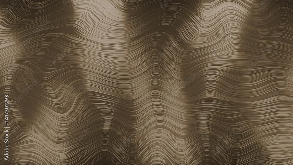 Poster animated abstract background with flowing wavy lines in golden brown hues. smooth light movement hig
