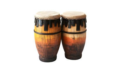 Professional Conga Drums with Wooden Texture on White Background