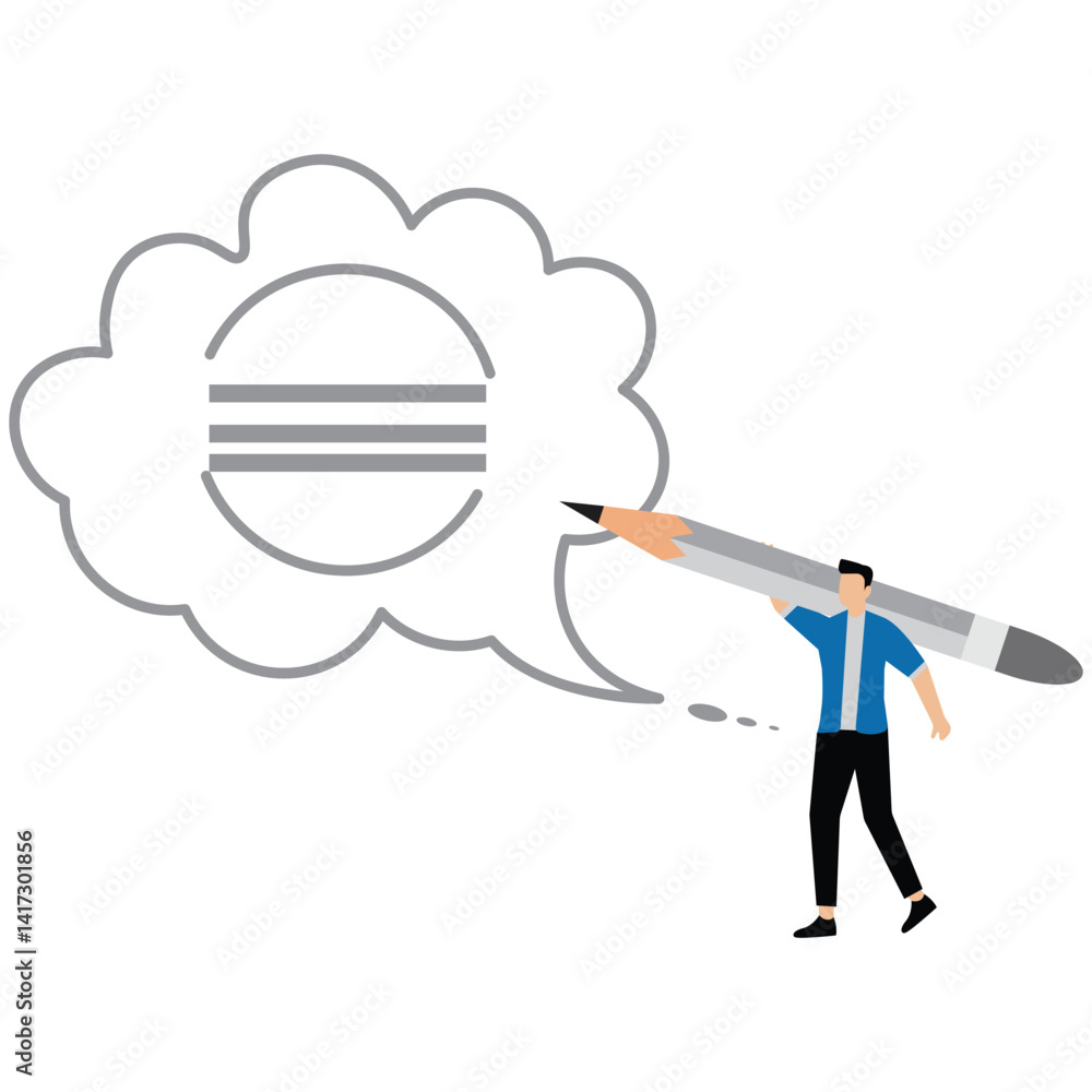 Fototapete businessman write message on speech bubble to communicate effectively in writing