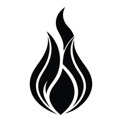 Abstract Black Flame Icon – Modern Fire Symbol Vector Illustration