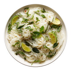 Fresh rice vermicelli salad with lime and herbs