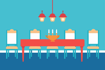 Fototapeta premium classic-dining-room-with-family-table