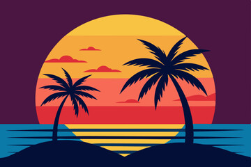 colorful-beach-sunset-with-palm-trees 