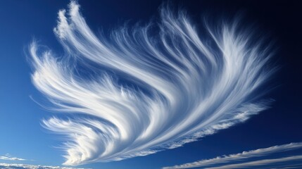 Vertical Sky Photo of Deep Blue Sky with Fluffy Cumulus, Cirrus Clouds, and Sunlit Atmospheric Textures