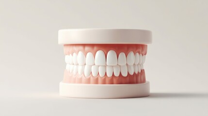 Obraz premium A detailed dental model showcasing perfect white teeth and healthy gums for educational purposes.