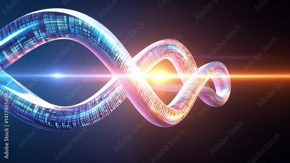 Poster twisted helix: an eye-level shot of a mesmerizing spiral. capturing a futuristic look with a burst o