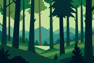 dense-woodland-with-tall-trees-vector-art