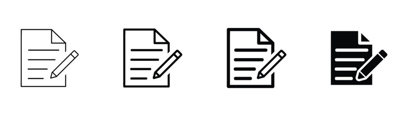 document with pencil vector icon set.