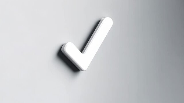 Simple Clean White Checkmark Icon on Light Background for Use