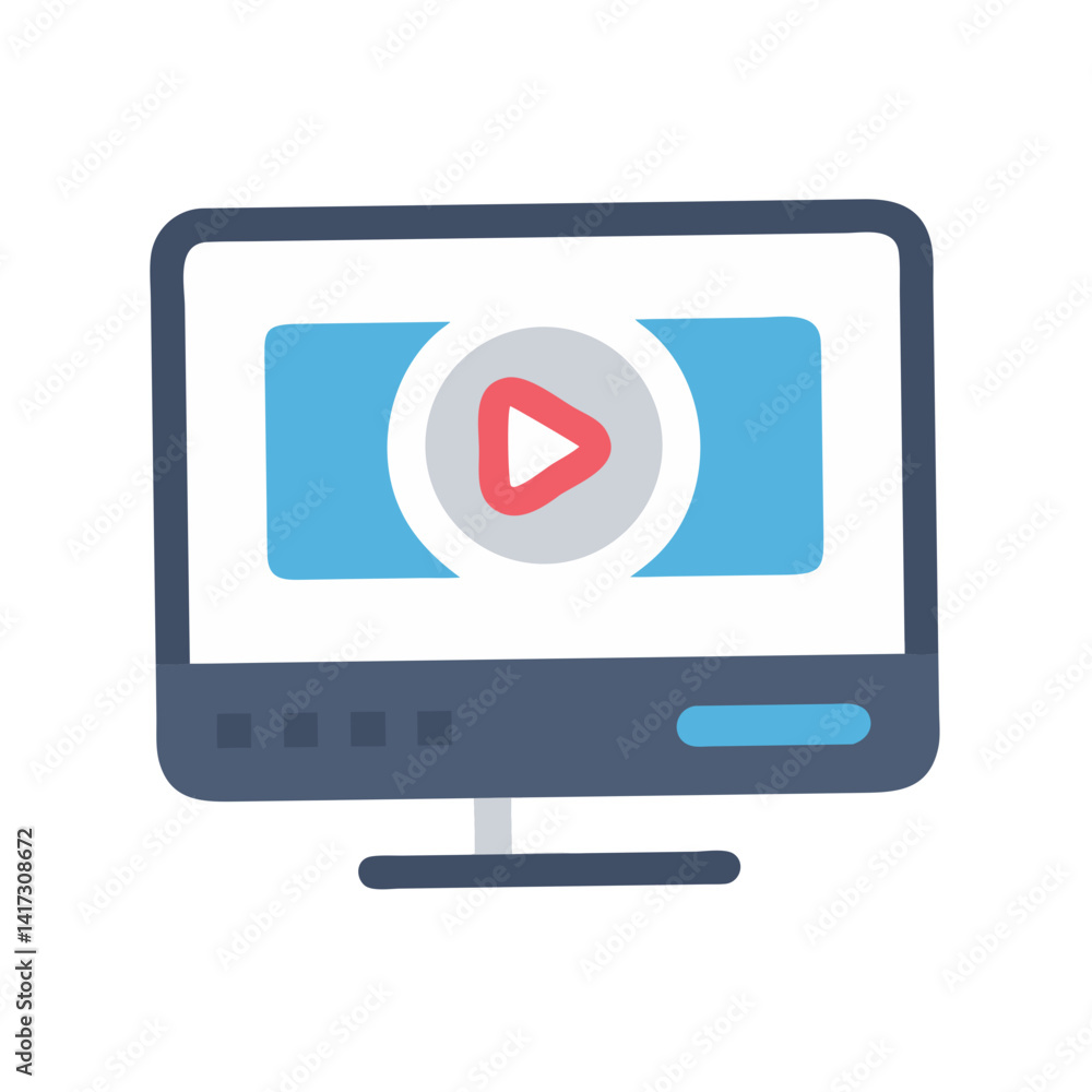 Aufkleber computer screen displaying a video player icon, representing multimedia and online content
