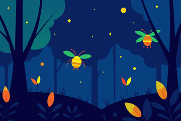 Obraz premium fireflies-of-a-technicolor-forest