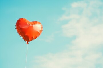 Fototapeta premium Captivating heart-shaped balloon floating in a clear blue sky romantic gesture outdoor environment upward viewpoint love concept for joyful celebrations