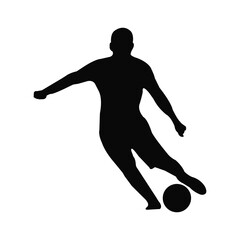 Obraz premium Black silhouette vector illustration of a soccer player running with the football in a sports competition