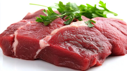 A Piece of Fresh Beef on White Background Meat Product Food