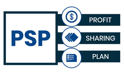 PSP - Profit Sharing Plan acronym. business concept background. vector illustration concept with keywords and icons. lettering illustration with icons for web banner, flyer, landing