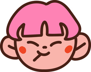 Cute Pink-haired Boy with Playful Expression