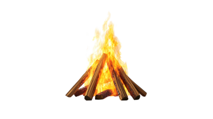 Professional Bonfire on White Background with Generative Ai Isolated Image