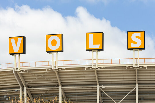Knoxville, TN, USA - April 12, 2025: Neyland Stadium is home to the University of Tennessee Volunteer sports teams, primarily the football team. The stadium has a capacity of 101,915 people.