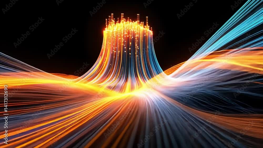 Poster abstract data stream: a mesmerizing abstract artwork depicting a futuristic data stream swirling aro